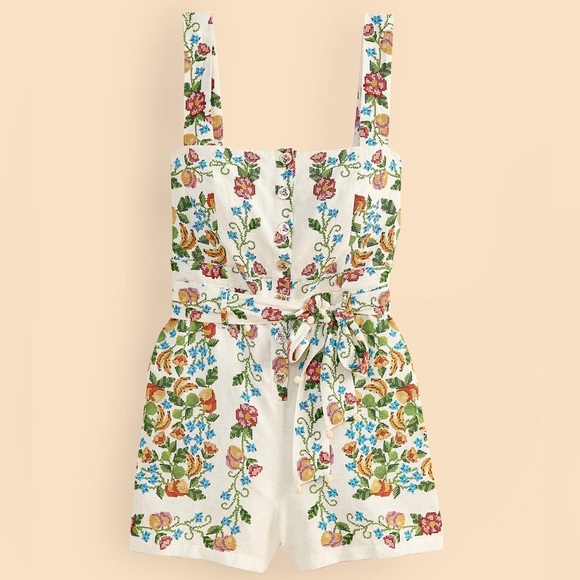 Farm Rio Off-White Tropical Romance Romper
